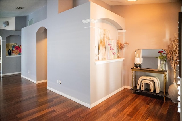 11567 Misty Isle Ln, Riverview, FL 33579 - corridor with wood finished floors, baseboards, and a towering ceiling
