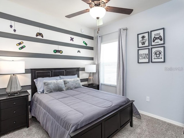 867 Cypress Creek Run, Saint Cloud, FL 34771 - bedroom featuring light carpet, baseboards, and a ceiling fan