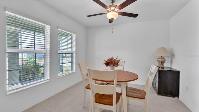 2966 Flying Blackbird Rd, Bartow, FL 33830 - dining space featuring healthy amount of natural light, baseboards, a ceiling fan, and light tile patterned floors