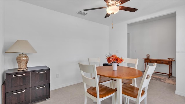 2966 Flying Blackbird Rd, Bartow, FL 33830 - dining room featuring ceiling fan, light tile patterned floors, and baseboards