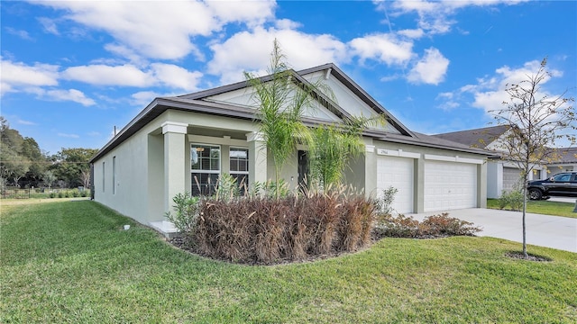 2966 Flying Blackbird Rd, Bartow, FL 33830 - view of front of home with a garage, concrete driveway, a front yard, and stucco siding