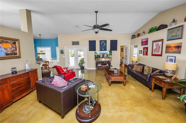 1130 Ewell Rd, Lakeland, FL 33811 - living room with french doors and ceiling fan