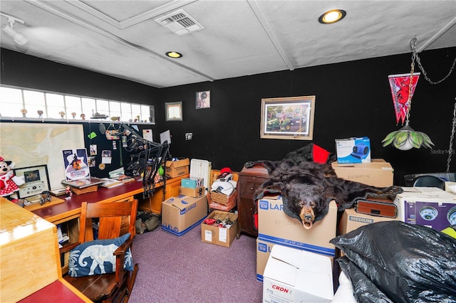 1130 Ewell Rd, Lakeland, FL 33811 - home office featuring carpet flooring and recessed lighting