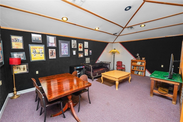 1130 Ewell Rd, Lakeland, FL 33811 - game room with carpet floors, vaulted ceiling, recessed lighting, and baseboards