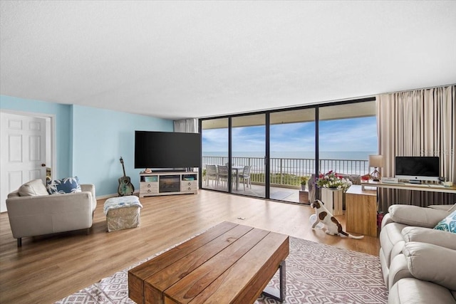830 N Atlantic Ave Unit B502, Cocoa Beach, FL 32931 - living room with wood finished floors and expansive windows