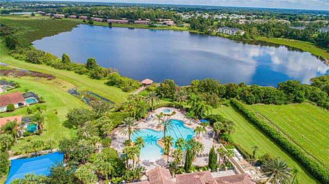 4125 Prima Lago Cir, Lakeland, FL 33810 - aerial view of a nearby body of water and a pool area