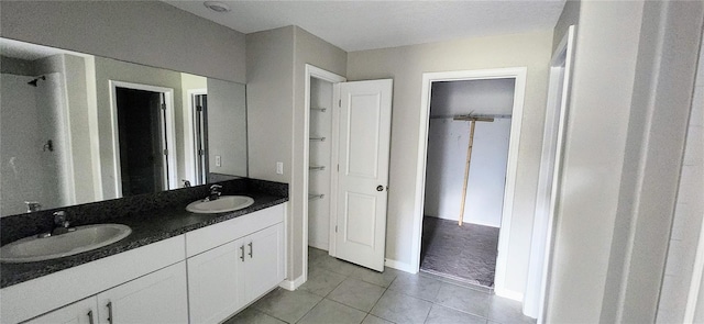 3188 Nubbin Ridge Ln, Zephyrhills, FL 33540 - bathroom with double vanity, tile patterned flooring, baseboards, and a closet
