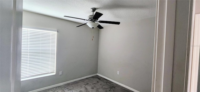 3188 Nubbin Ridge Ln, Zephyrhills, FL 33540 - carpeted empty room featuring a ceiling fan, a textured ceiling, and baseboards