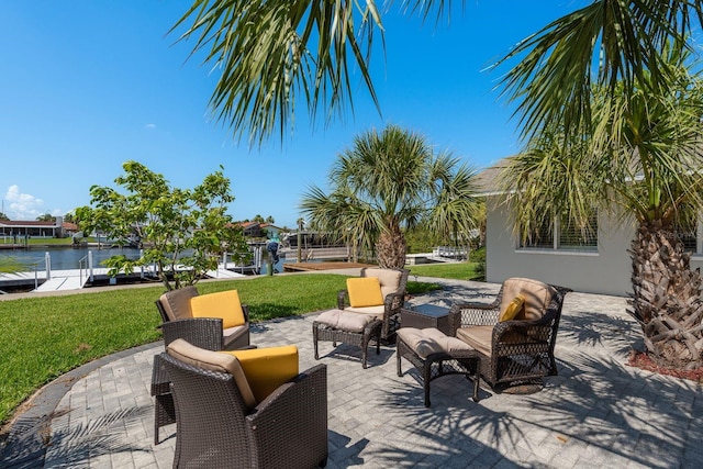 3626 Corsair Ct, New Port Richey, FL 34652 - view of patio featuring an outdoor living space and a water view