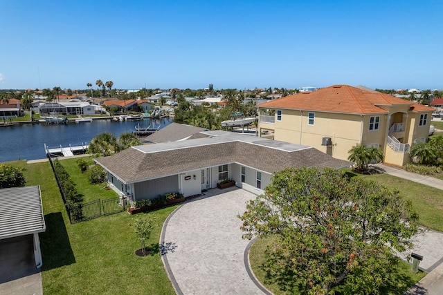 3626 Corsair Ct, New Port Richey, FL 34652 - aerial perspective of suburban area featuring a nearby body of water