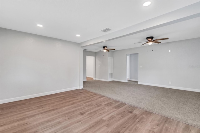 3601 Ave R NW, Winter Haven, FL 33881 - unfurnished living room with recessed lighting, baseboards, ceiling fan, and light wood-type flooring