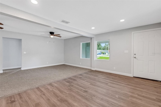 3601 Ave R NW, Winter Haven, FL 33881 - unfurnished room with ceiling fan, baseboards, wood finished floors, and recessed lighting