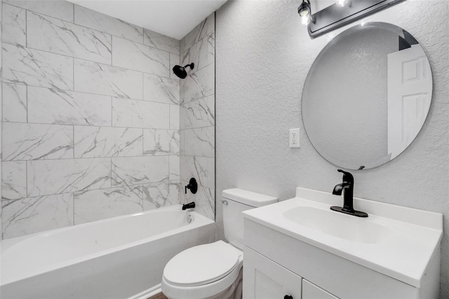 3601 Ave R NW, Winter Haven, FL 33881 - bathroom with a textured wall, toilet, vanity, and shower / tub combination