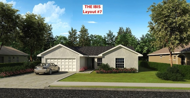 5926 Cormorant Ct, Lakeland, FL 33809 - single story home with a front yard, an attached garage, driveway, and stucco siding
