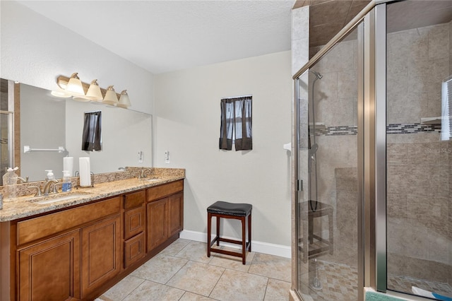 1922 Matthew Ct, Lakeland, FL 33813 - full bath with double vanity, a shower stall, and tile patterned flooring
