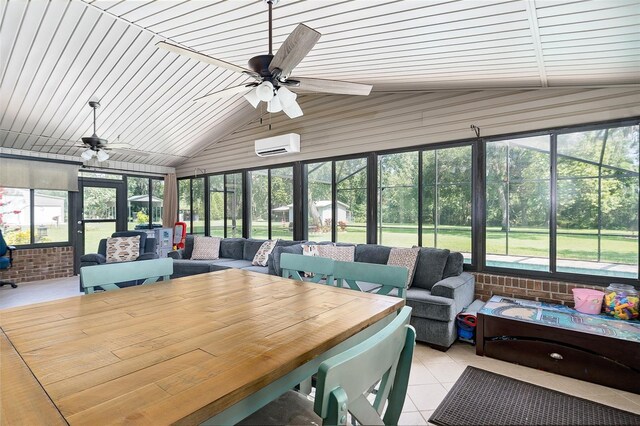 2331 D R Bryant Rd, Lakeland, FL 33810 - sunroom with a ceiling fan, lofted ceiling, an outdoor living space, and a wall unit AC
