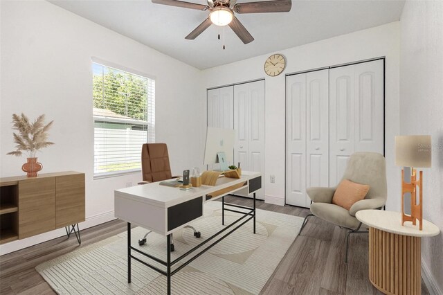 113 Patrick Henry Rd, Bartow, FL 33830 - office featuring a ceiling fan and light wood finished floors