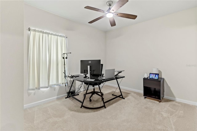 1371 Madison Cir, Haines City, FL 33844 - carpeted home office featuring a ceiling fan and baseboards