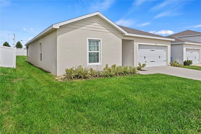 1371 Madison Cir, Haines City, FL 33844 - ranch-style house featuring driveway, an attached garage, stucco siding, and a shingled roof
