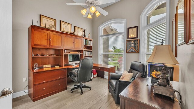 3121 Highlands By The Lake Way, Lakeland, FL 33812 - office featuring a ceiling fan and light wood-style floors