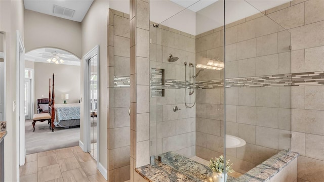 3121 Highlands By The Lake Way, Lakeland, FL 33812 - ensuite bathroom featuring walk in shower and a ceiling fan