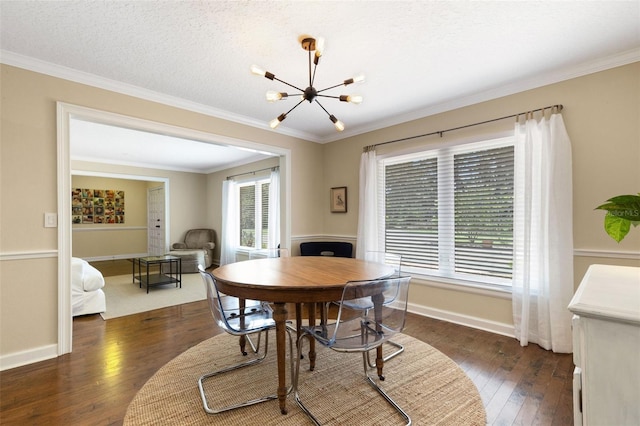6819 Broken Arrow Trl S, Lakeland, FL 33813 - dining room with a chandelier, dark wood-style flooring, and ornamental molding
