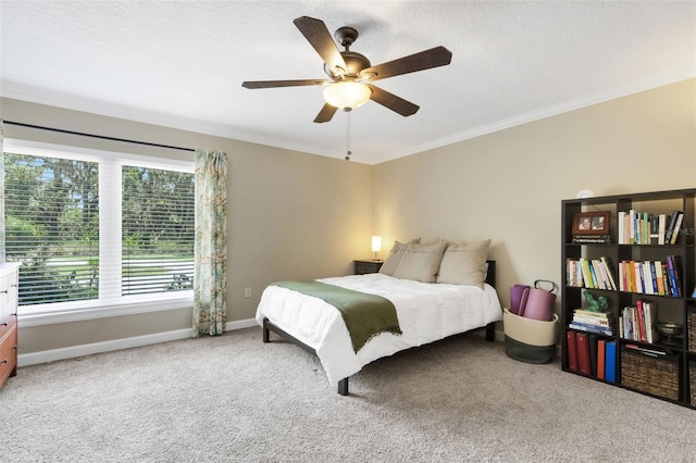 6819 Broken Arrow Trl S, Lakeland, FL 33813 - carpeted bedroom featuring ornamental molding and a ceiling fan