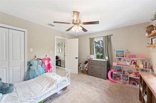 818 Woodward St, Lakeland, FL 33803 - bedroom featuring a closet, carpet flooring, and ceiling fan