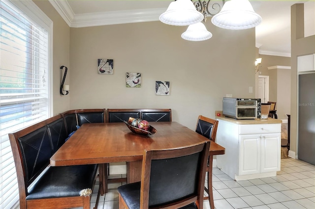 1300 Ariana Woods Cir, Auburndale, FL 33823 - dining room with crown molding, plenty of natural light, and light tile patterned flooring