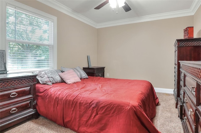 1300 Ariana Woods Cir, Auburndale, FL 33823 - bedroom featuring carpet, crown molding, a fireplace, and ceiling fan
