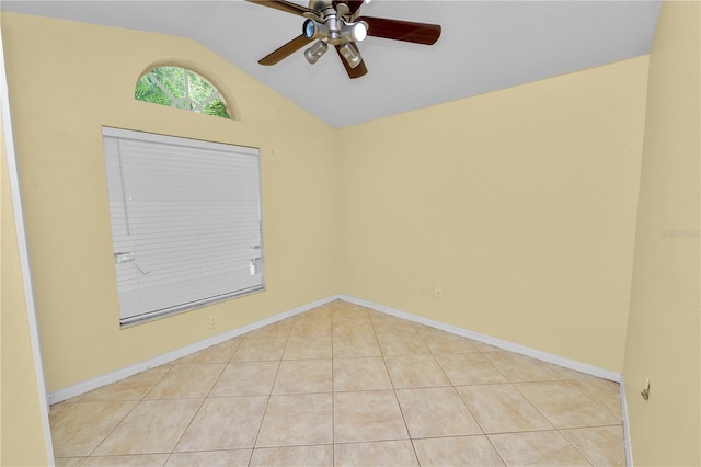 16804 Hawkridge Rd, Lithia, FL 33547 - spare room with lofted ceiling, ceiling fan, and light tile patterned floors