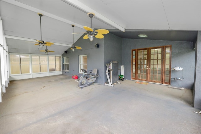 16804 Hawkridge Rd, Lithia, FL 33547 - unfurnished sunroom with french doors and a ceiling fan
