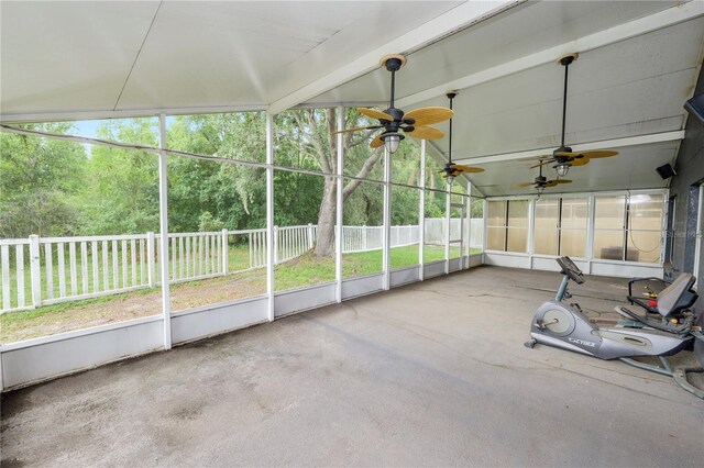 16804 Hawkridge Rd, Lithia, FL 33547 - unfurnished sunroom with ceiling fan