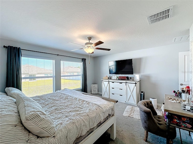 2929 Flying Blackbird Rd, Bartow, FL 33830 - carpeted bedroom with a ceiling fan, baseboards, and a textured ceiling
