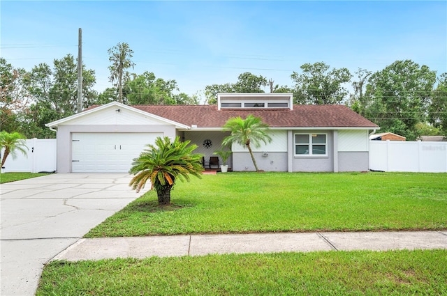 3080 Cross Fox Dr, Mulberry, FL 33860 - mid-century home with a garage, driveway, and roof with shingles