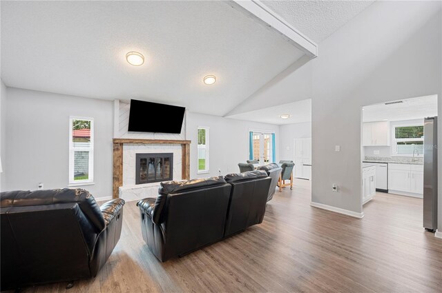 3080 Cross Fox Dr, Mulberry, FL 33860 - living area featuring light wood-type flooring, a textured ceiling, baseboards, and plenty of natural light
