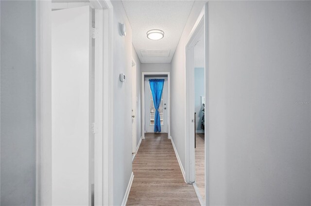 3080 Cross Fox Dr, Mulberry, FL 33860 - hallway with light wood finished floors, a textured ceiling, and baseboards