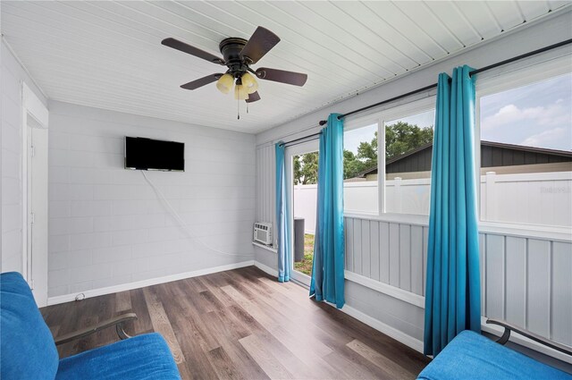 3080 Cross Fox Dr, Mulberry, FL 33860 - unfurnished room with a baseboard heating unit, baseboards, wood finished floors, and wood ceiling