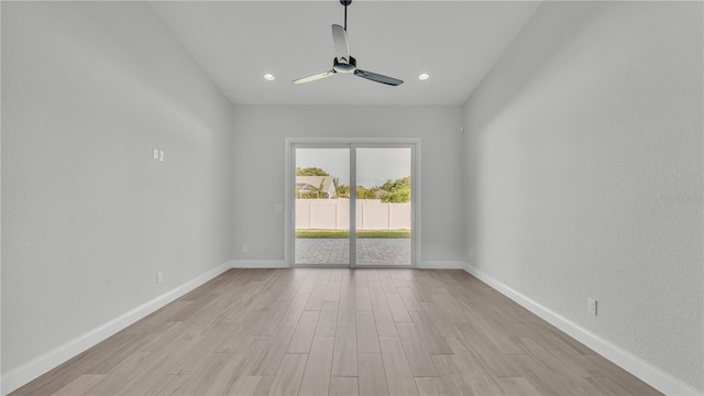 1170 Windjammer Dr, Lakeland, FL 33803 - empty room featuring a ceiling fan, light wood-style flooring, and recessed lighting
