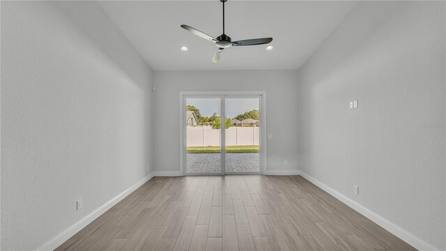 1172 Windjammer Dr, Lakeland, FL 33803 - unfurnished room featuring wood finished floors, ceiling fan, and recessed lighting