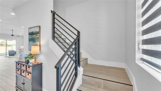 1172 Windjammer Dr, Lakeland, FL 33803 - staircase featuring recessed lighting and ceiling fan