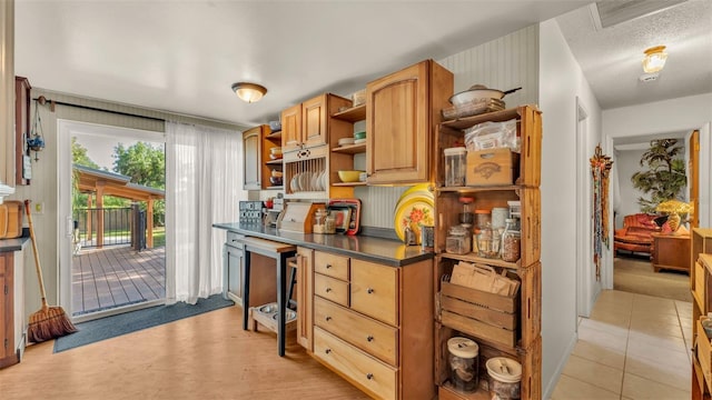 841 E Valencia St, Lakeland, FL 33805 - kitchen with open shelves and dark countertops