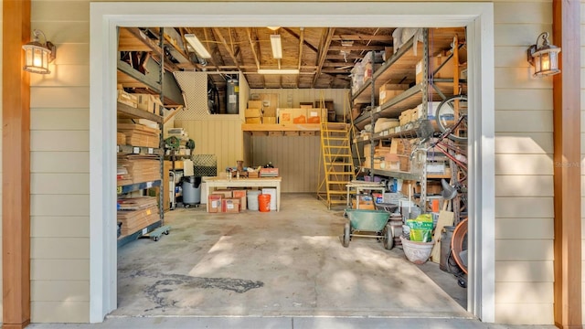 841 E Valencia St, Lakeland, FL 33805 - garage featuring wood walls