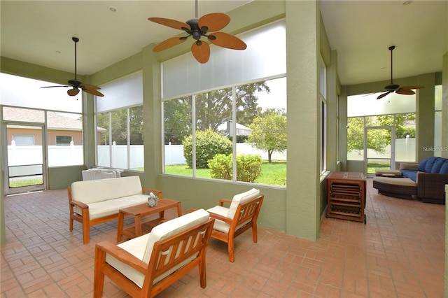 943 Hamilton Place Ln, Lakeland, FL 33813 - sunroom / solarium with ceiling fan and an outdoor living space