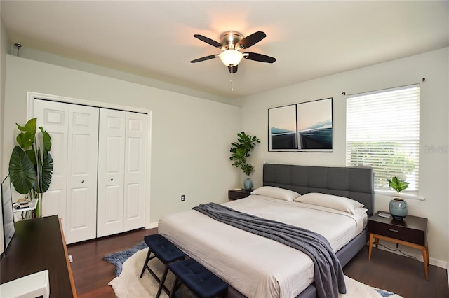 943 Hamilton Place Ln, Lakeland, FL 33813 - bedroom featuring a closet, dark wood-type flooring, and a ceiling fan
