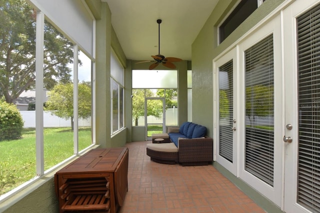 943 Hamilton Place Ln, Lakeland, FL 33813 - sunroom featuring french doors and a ceiling fan