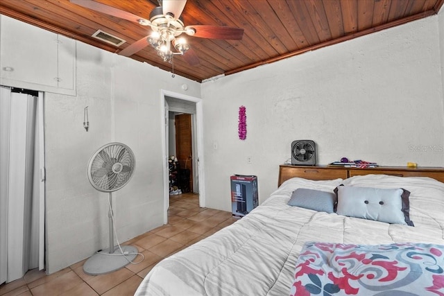 320 W Carver St, Lakeland, FL 33805 - bedroom featuring wooden ceiling, light tile patterned flooring, a ceiling fan, and a closet