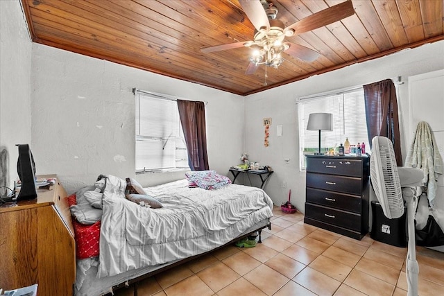 320 W Carver St, Lakeland, FL 33805 - bedroom featuring wooden ceiling, light tile patterned floors, a ceiling fan, and a textured wall