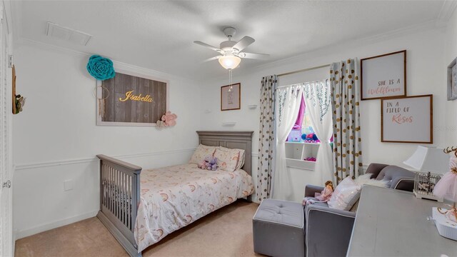 1910 Clubhouse Rd, Lakeland, FL 33813 - bedroom featuring crown molding, carpet floors, and a ceiling fan