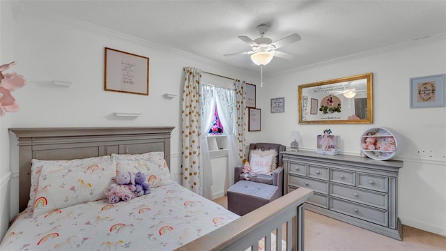 1910 Clubhouse Rd, Lakeland, FL 33813 - bedroom featuring light carpet, crown molding, and ceiling fan